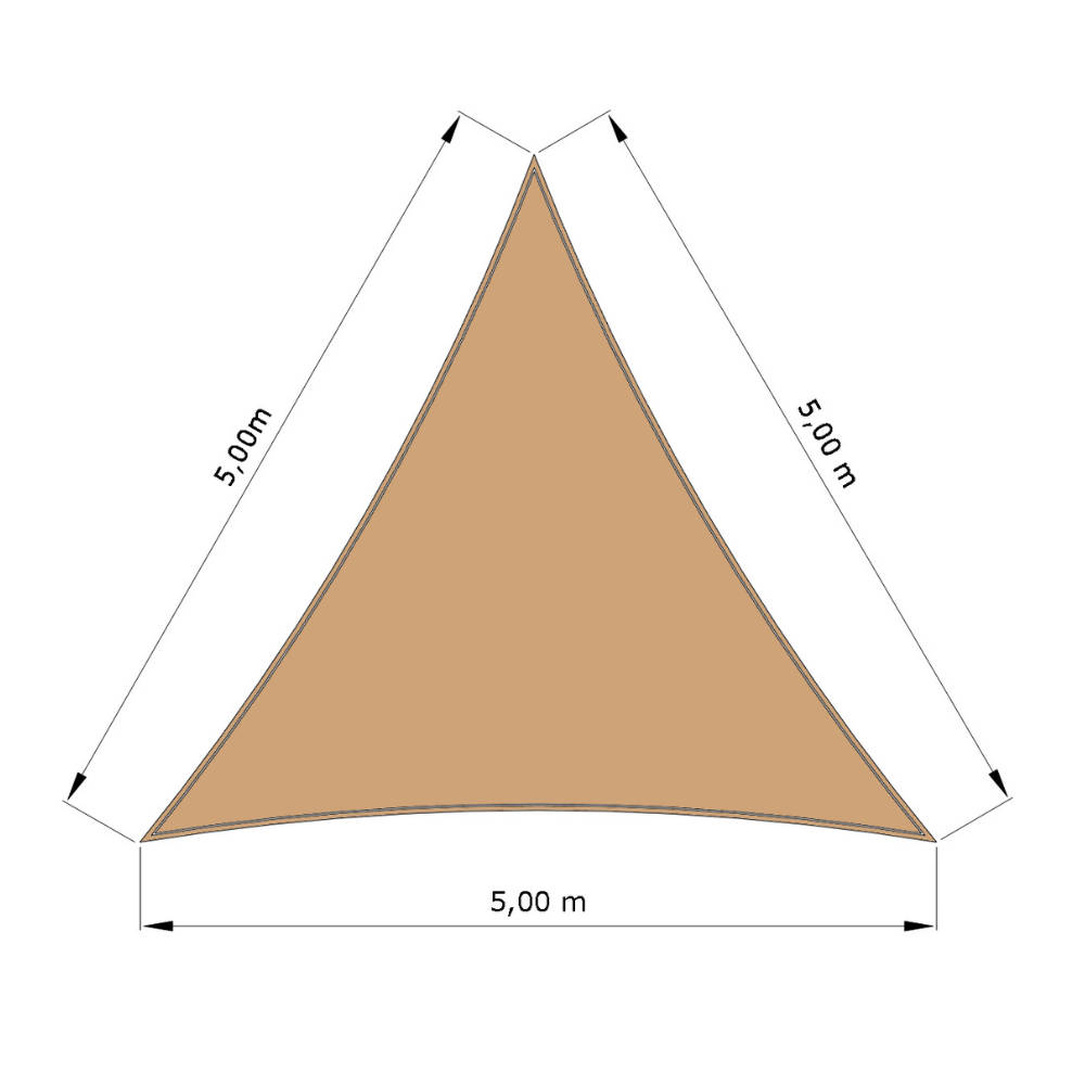 Voile d'ombrage standard ajourée triangle équilatéral Hydris 0835 Lin d'une dimension de 5x5x5m