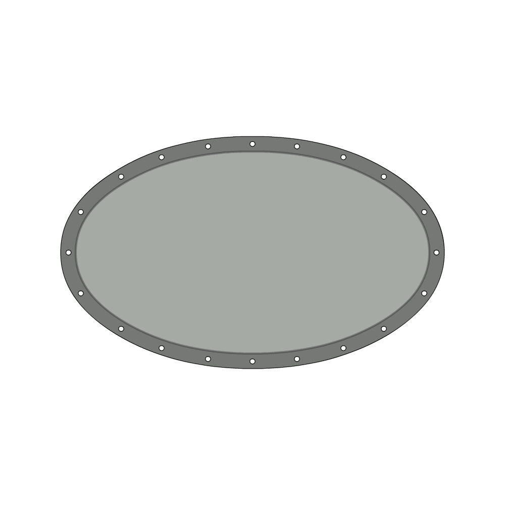 Bâche plate ovale en Protect 670 : La référence en matière de protection étanche Gris clair RAL 7038 d'une dimension de 2x1m