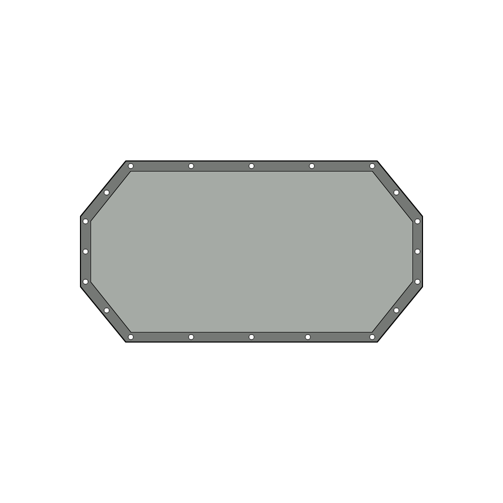 Bâche plate octogonale en Protect 670 : La référence en matière de protection étanche Gris clair RAL 7038 d'une dimension de 1.6x1.5m
