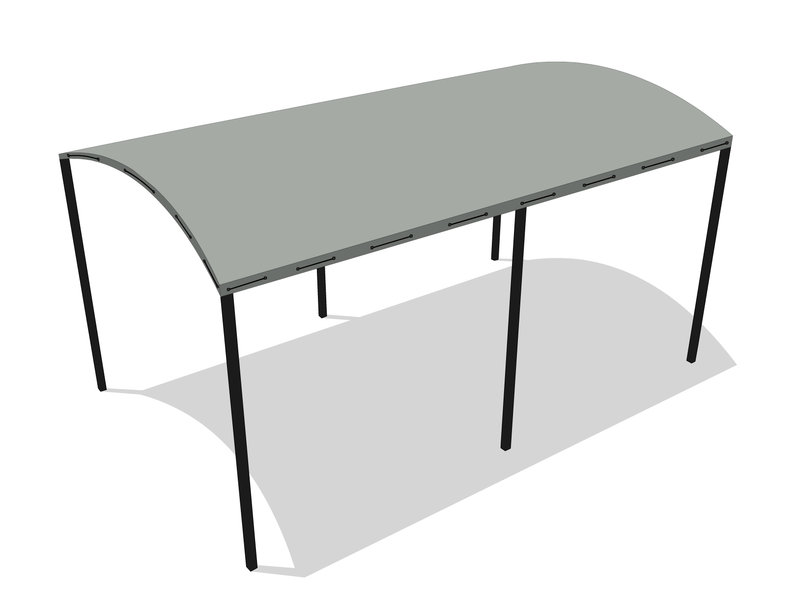 Bâche pour pergola métallique sur pieds bombée en Protect 670 : La référence en matière de protection étanche Gris clair RAL 7038