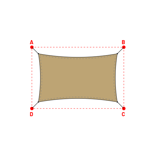 Voile d'ombrage rectangle en AustralMesh - Toile d'ombrage ajourée Sable du désert (704 AustralMesh) - 5,15x3,15x5,15x3,15m