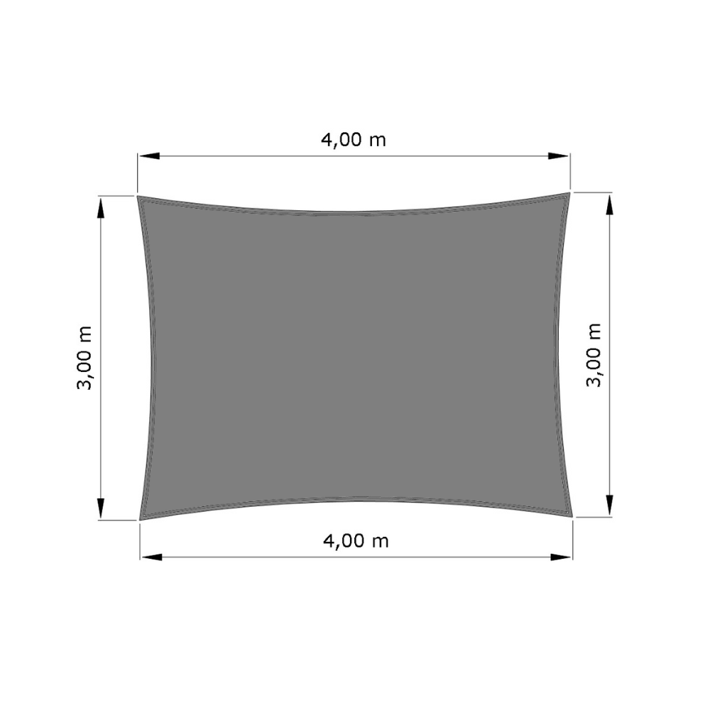Voile d'ombrage standard ajourée rectangle Hydris 0458 Gris foncé d'une dimension de 4x3m