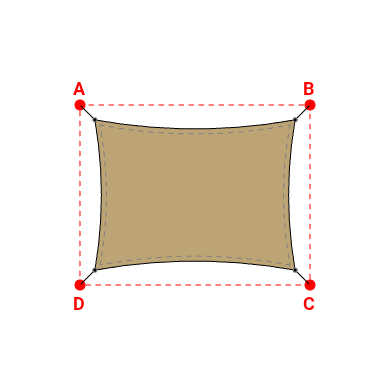 Voile d'ombrage rectangle en AustralMesh - Toile d'ombrage ajourée Sable du désert (704 AustralMesh) - 4,00x3,00x4,00x3,00m