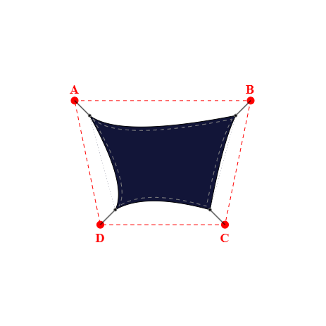 Voile d'ombrage trapèze en Hydris  - Toile d'ombrage déperlante Hydris 0191 Bleu marine - 4,15x2,75x2,69x2,75m