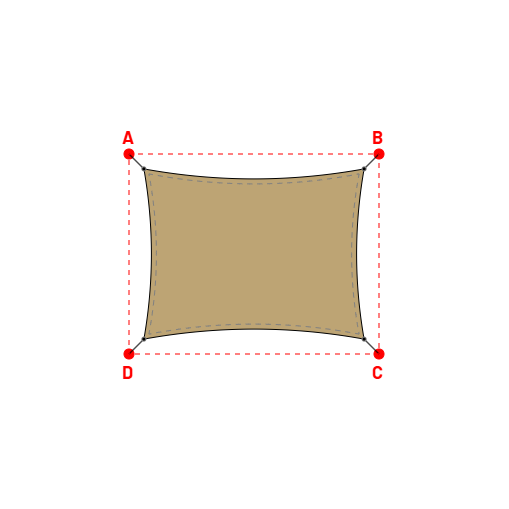 Voile d'ombrage rectangle en AustralMesh - Toile d'ombrage ajourée Sable du désert (704 AustralMesh) - 4,40x3,40x4,40x3,40m