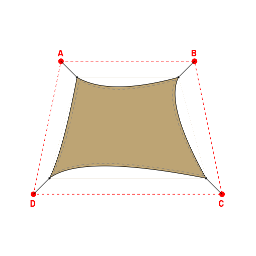 Voile d'ombrage trapèze en AustralMesh - Toile d'ombrage ajourée Sable du désert (704 AustralMesh) - 2,69x2,75x4,15x2,75m