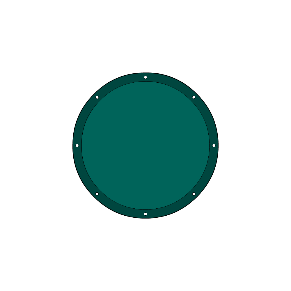 Bâche plate ronde en Protect 670 : La référence en matière de protection étanche Vert industrie RAL 6026 d'une diamètre de 6m
