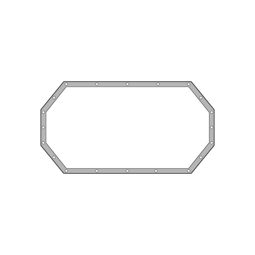 Bâche plate octogonale en Protect 670 : La référence en matière de protection étanche Blanc RAL 9016 d'une dimension de 4x1.5m