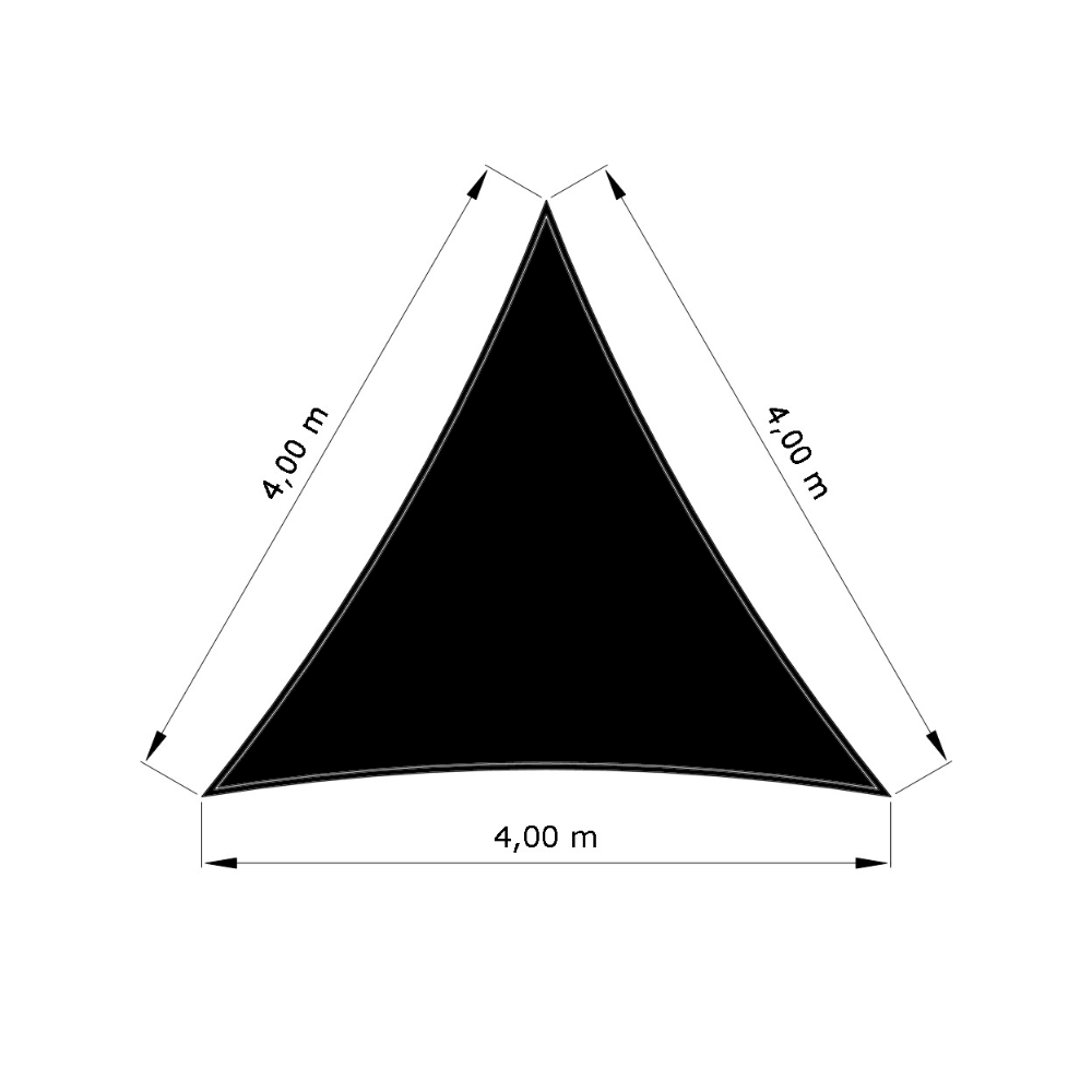 Voile d'ombrage standard ajourée triangle équilatéral  d'une dimension de 4x4x4m