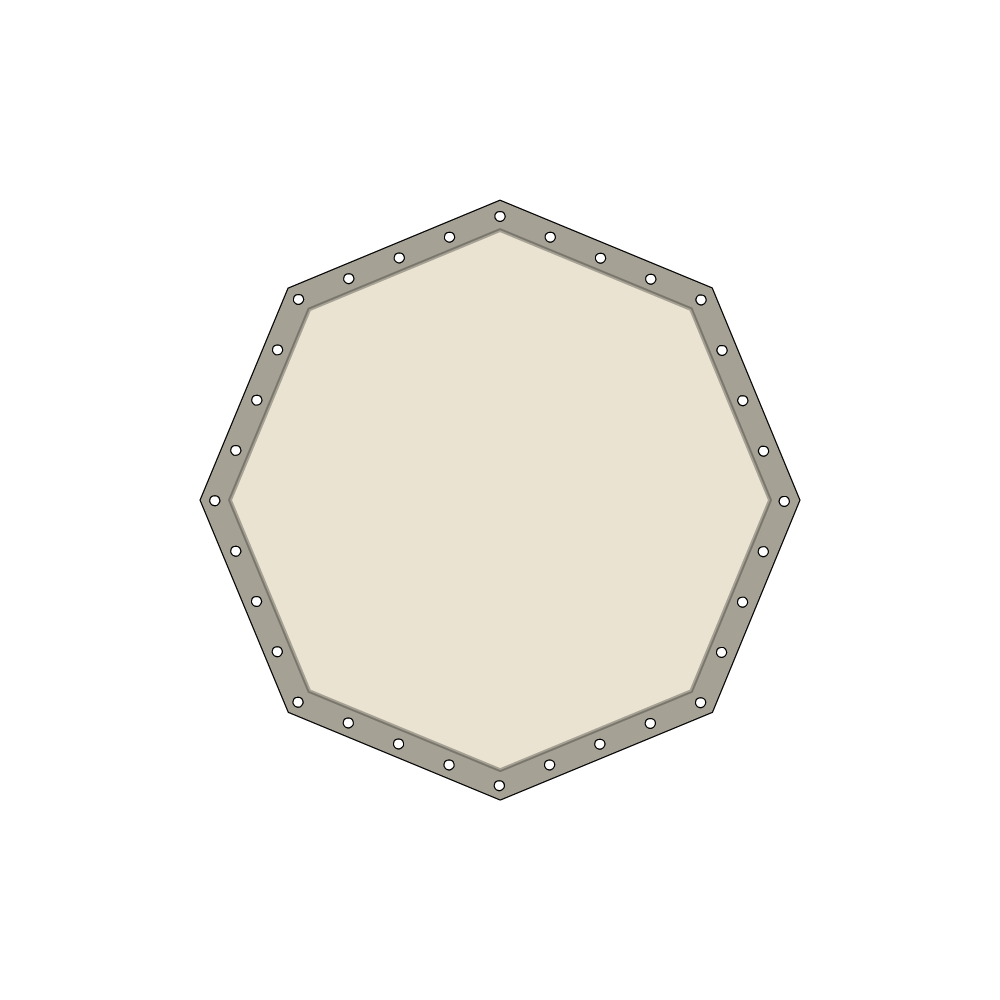 Bâche plate octogonale regulier en Protect 670 : La référence en matière de protection étanche Blanc perlé RAL 1013 d'une dimension de 1.2m