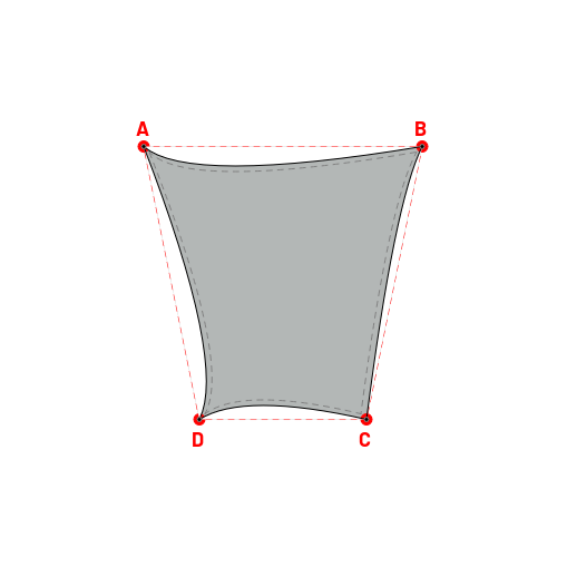 Voile d'ombrage trapèze en Soltis 96 - Toile d'ombrage haute performance Galet 96-2171 - 2,50x2,50x1,50x2,50m