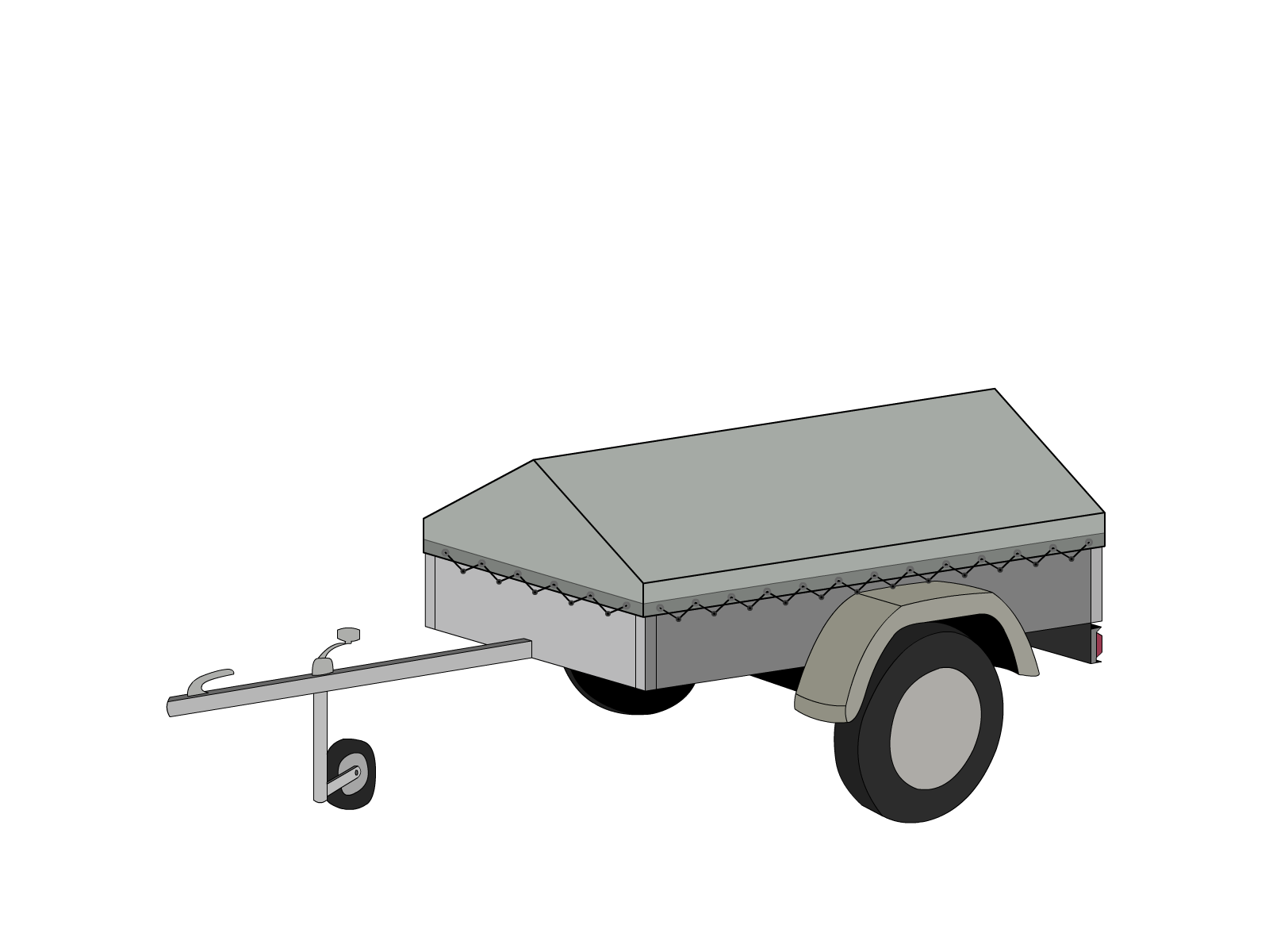 Bâche pour remorque bagagère Basse flèche en Protect 670 : La référence en matière de protection étanche Gris clair RAL 7038