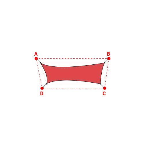 Voile d'ombrage trapèze en AustralMesh - Toile d'ombrage ajourée Rouge Cerise (662 AustralMesh) - 4,43x1,47x3,73x1,49m