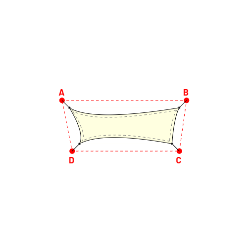 Voile d'ombrage trapèze en Soltis 96 - Toile d'ombrage haute performance Blanc Cassé 96-1103 - 4,43x1,47x3,73x1,49m