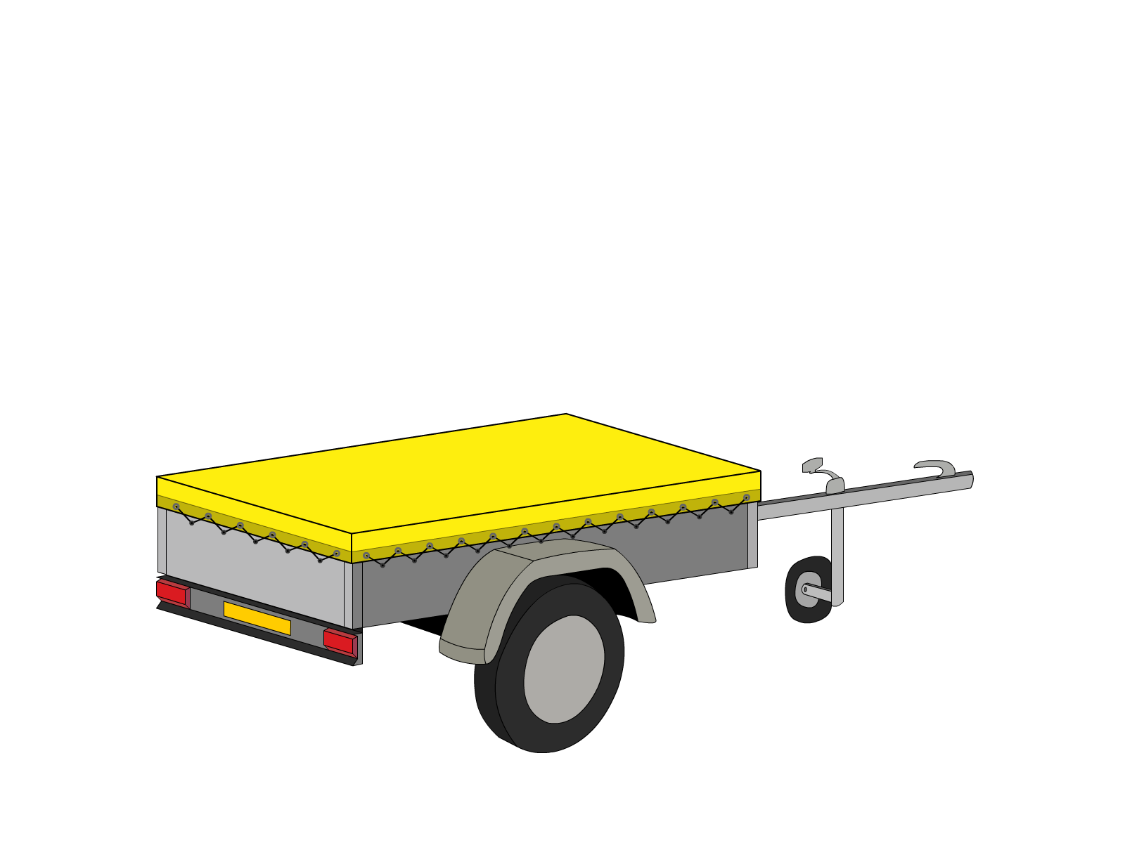 Bâche pour remorque bagagère Basse droite en Protect 670 : La référence en matière de protection étanche Jaune citron RAL 1018