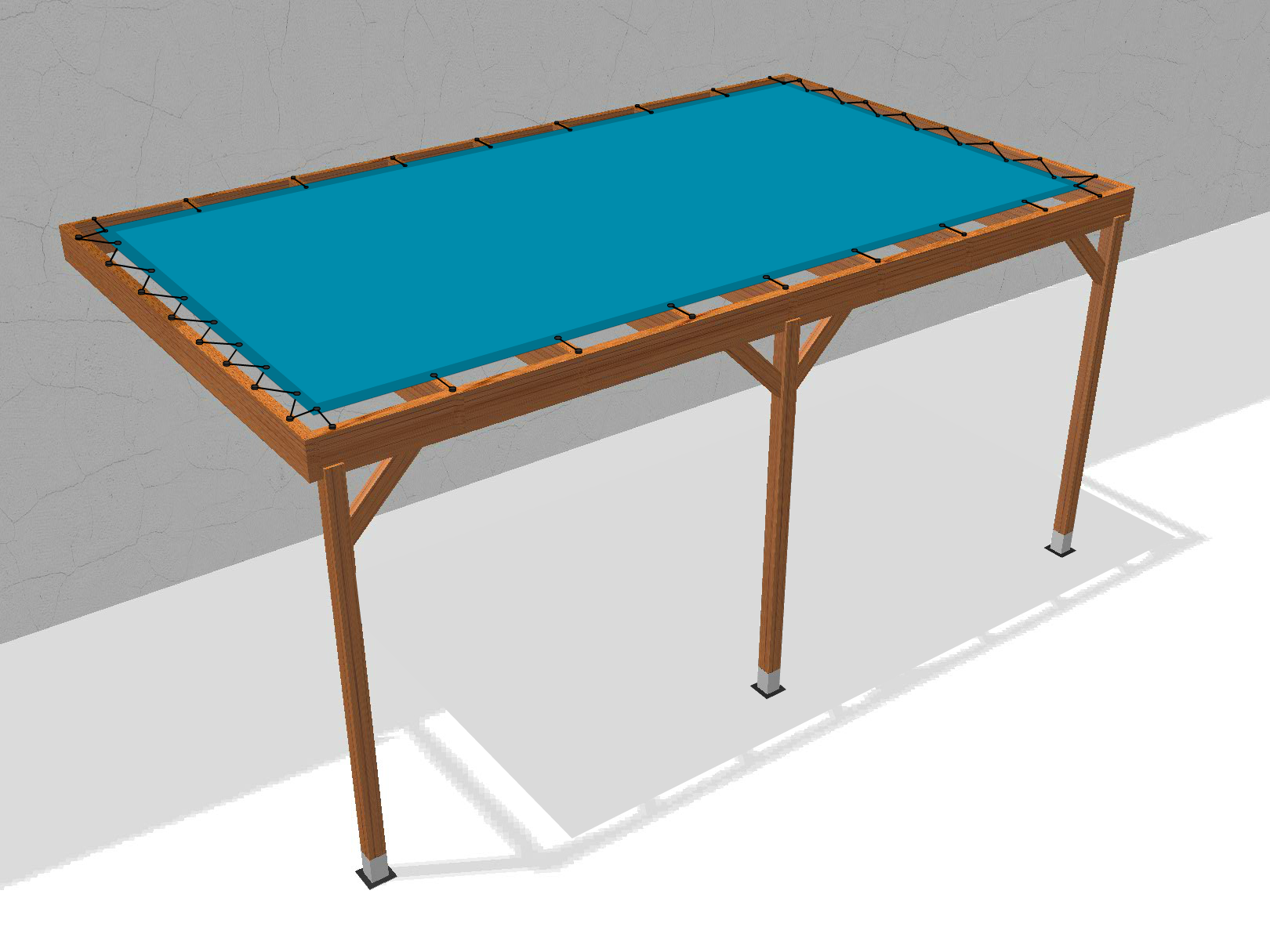 Bâche pour pergola bois murale sans débord en Soltis Perform 92 Lagon 92-2160