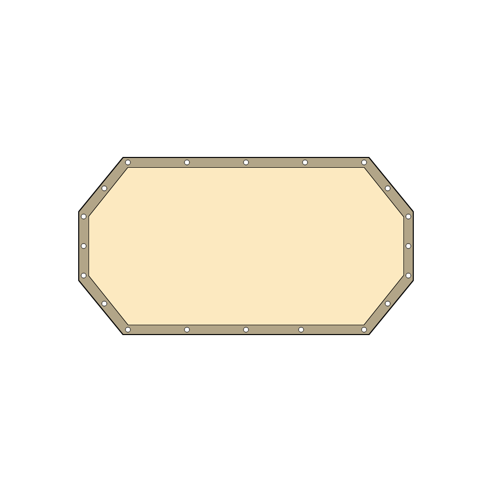 Bâche plate octogonale en Protect 670 : La référence en matière de protection étanche Beige ral 1015 d'une dimension de 3.5500000000000003x3.5500000000000003m