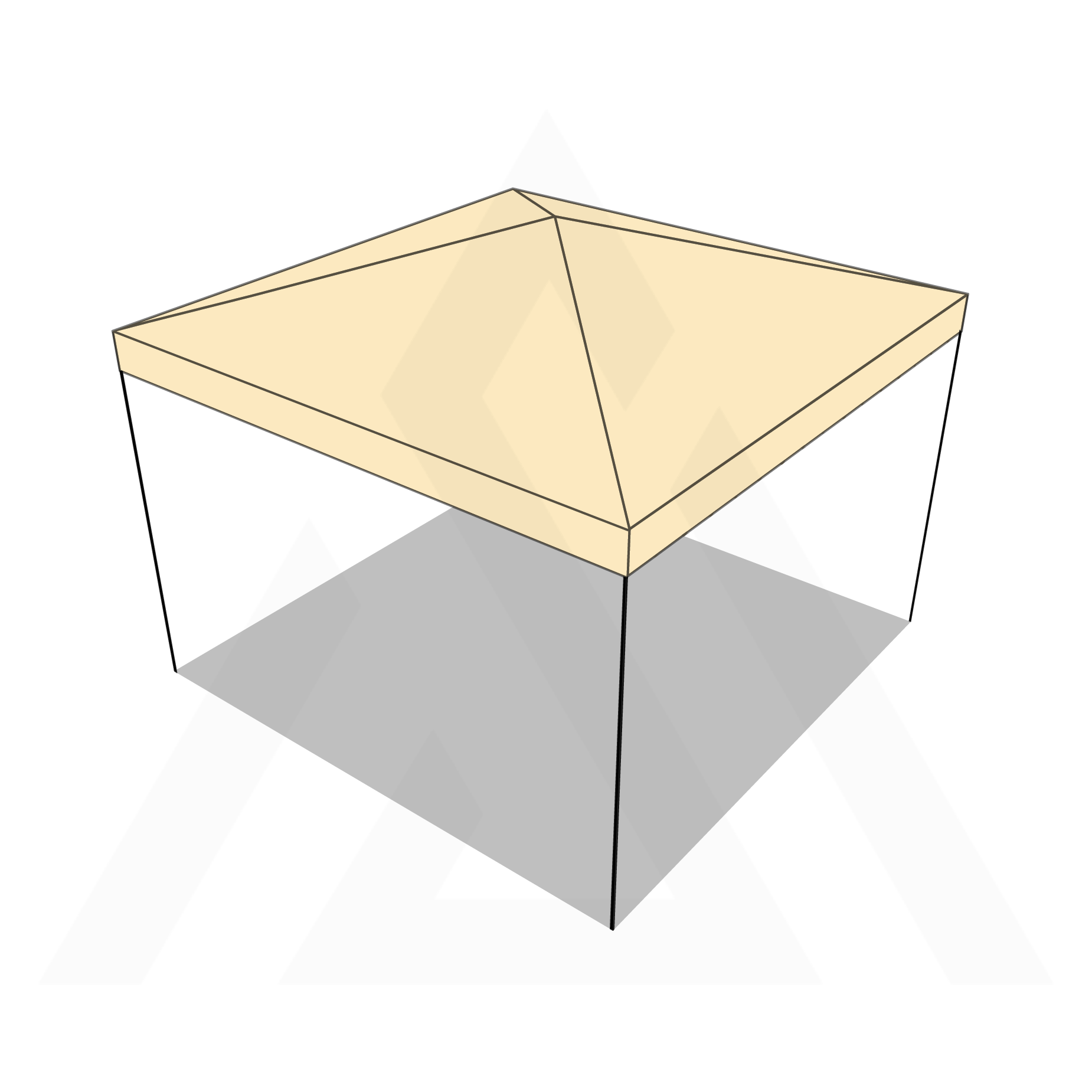 Bâche tonnelle carrée 4 pentes sans faîtage en Protect 670 : La référence en matière de protection étanche Beige ral 1015 - 3.5x3.5m