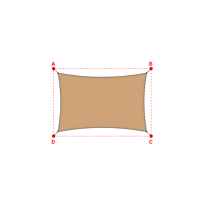 Voile d'ombrage rectangle en Hydris  - Toile imperméable Hydris 0835 Lin - 5,90x3,90x5,90x3,90m